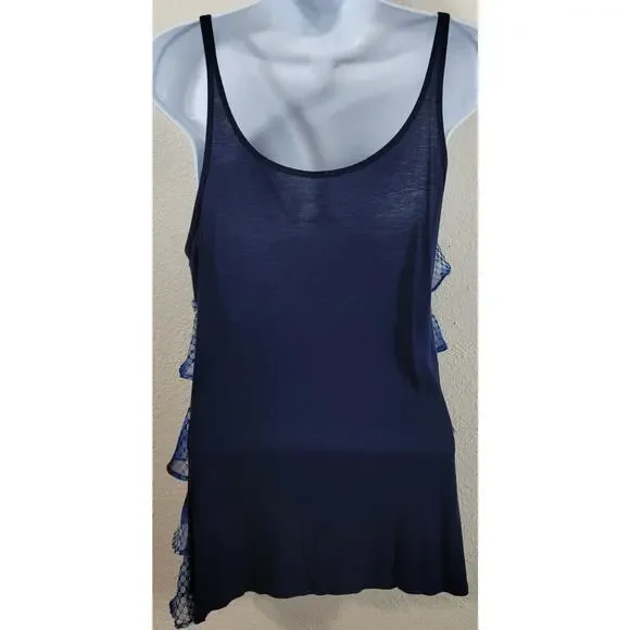 NY & Co. Blue Ruffled Tiered Spaghetti Strap Top Large Soft New Without Tags - Picture 3 of 5